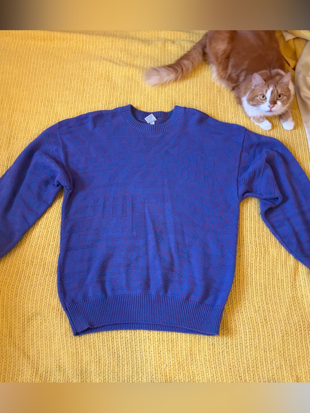 Vintage 1980s Men’s Textured Geometric Head Sportswear Crewneck Sweater